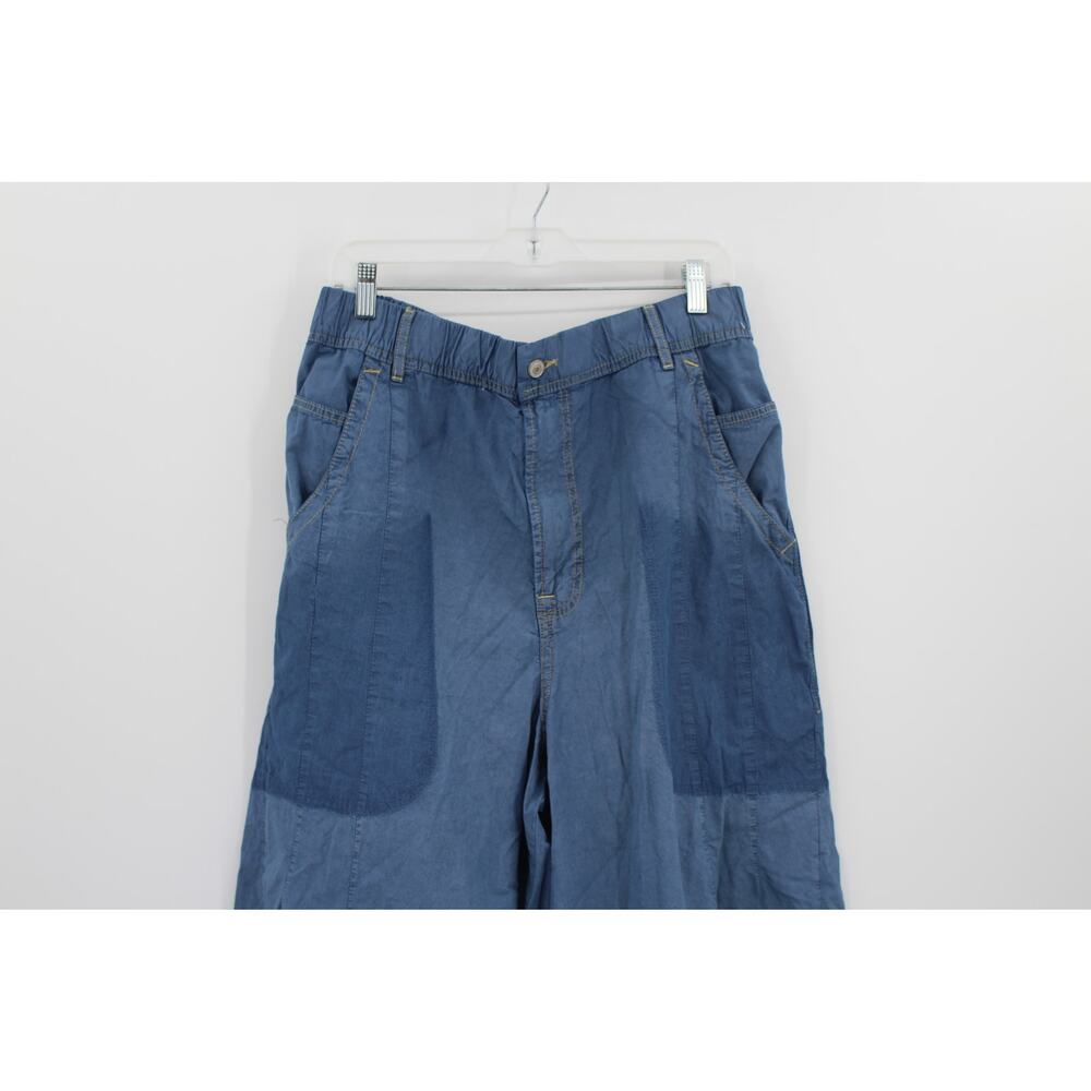 We The Free Wide Leg Pants size Large Pull On Blue Lightweight - Picture 3 of 6